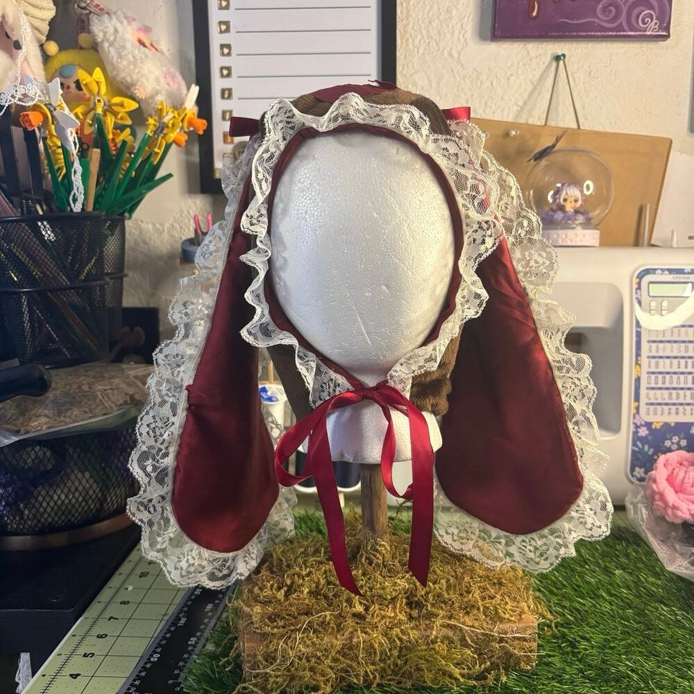 Handmade bunny hat - chocolate and red wine